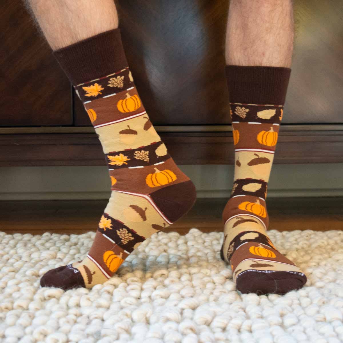 Men's Thanksgiving Fair Isle Socks Brown/Orange One Size