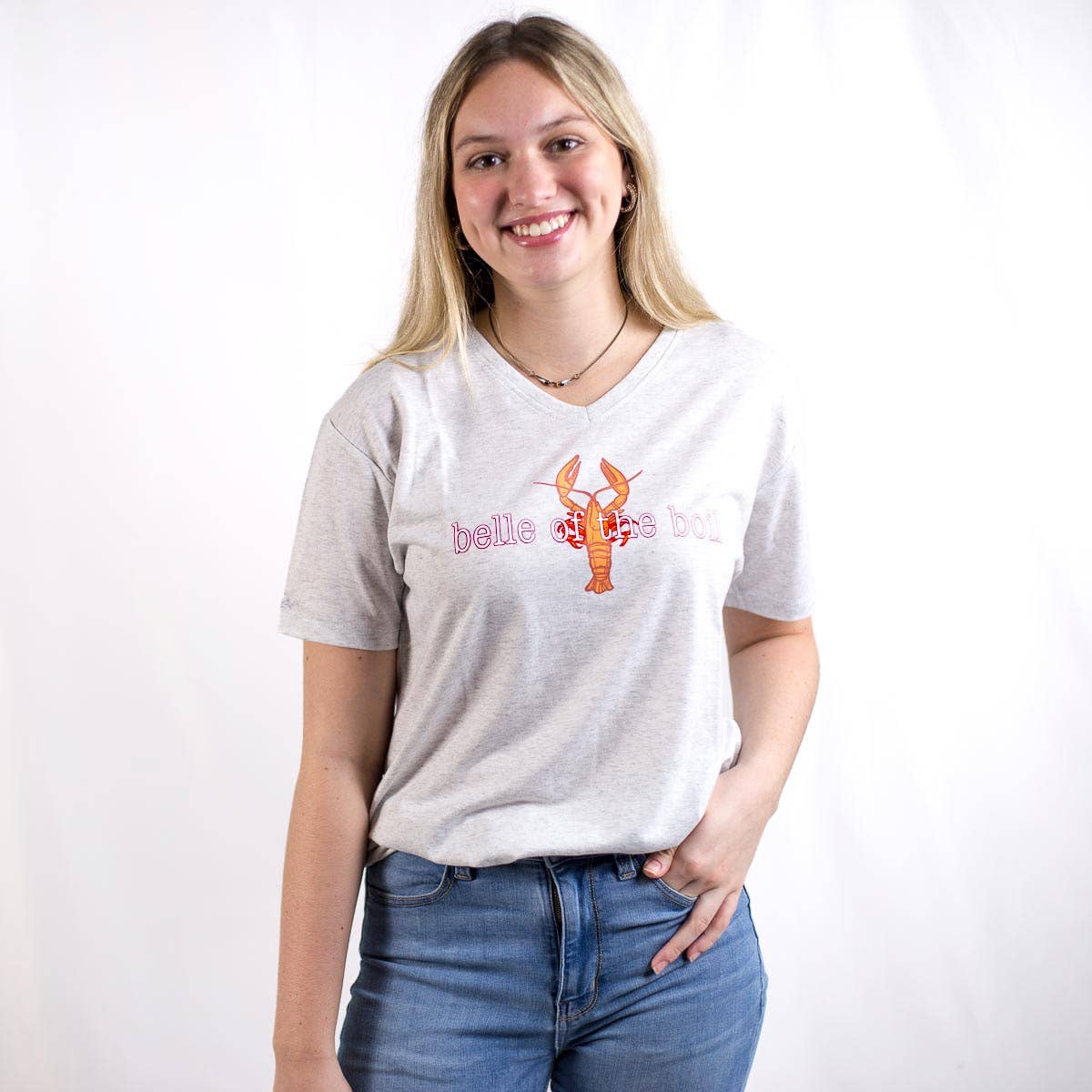 Belle Of The Boil V-Neck T-Shirt Heathered White/Spice -Asst.