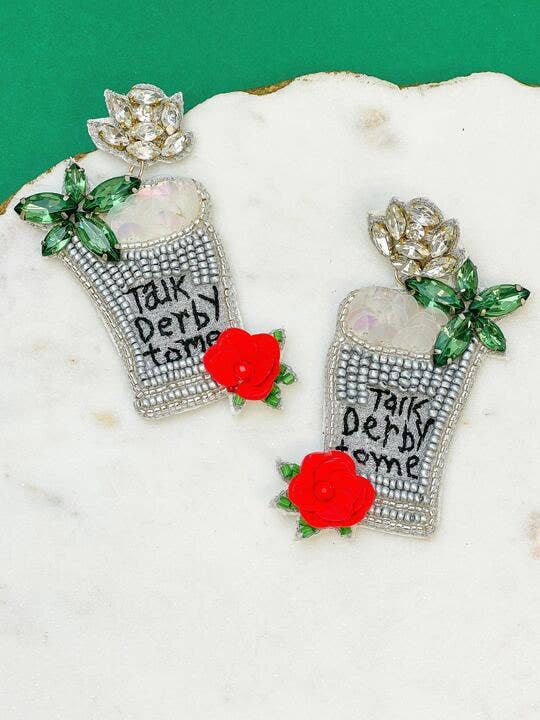 'Talk Derby To Me' Beaded Dangle Earrings