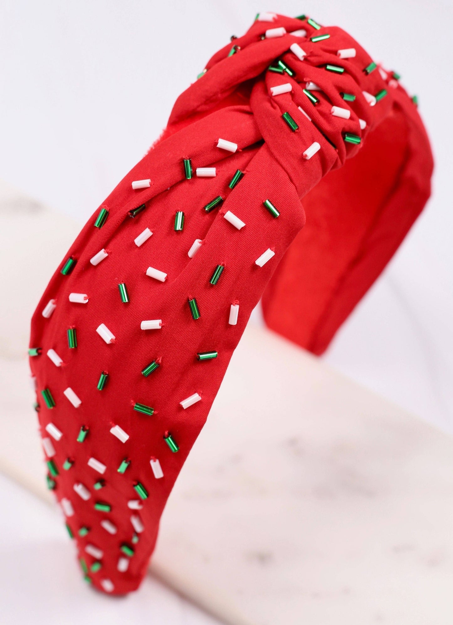 Randall Confetti Bead Headband RED GREEN