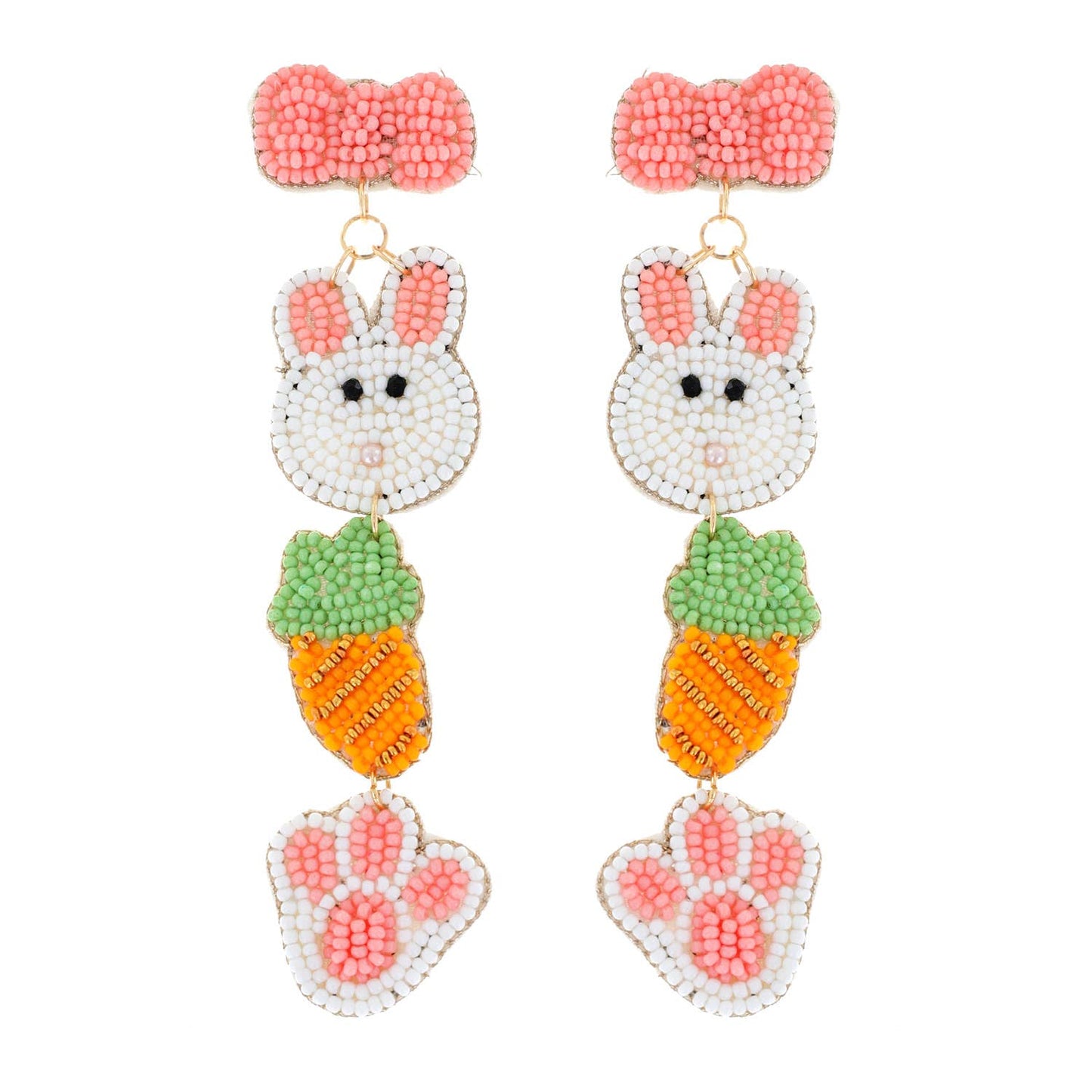 2-Tier Easter Themed Beaded Long Drop Earrings