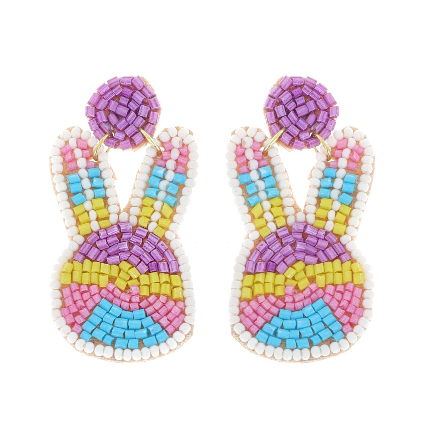 2-Tier Multicolor Easter Bunny Beaded Earrings