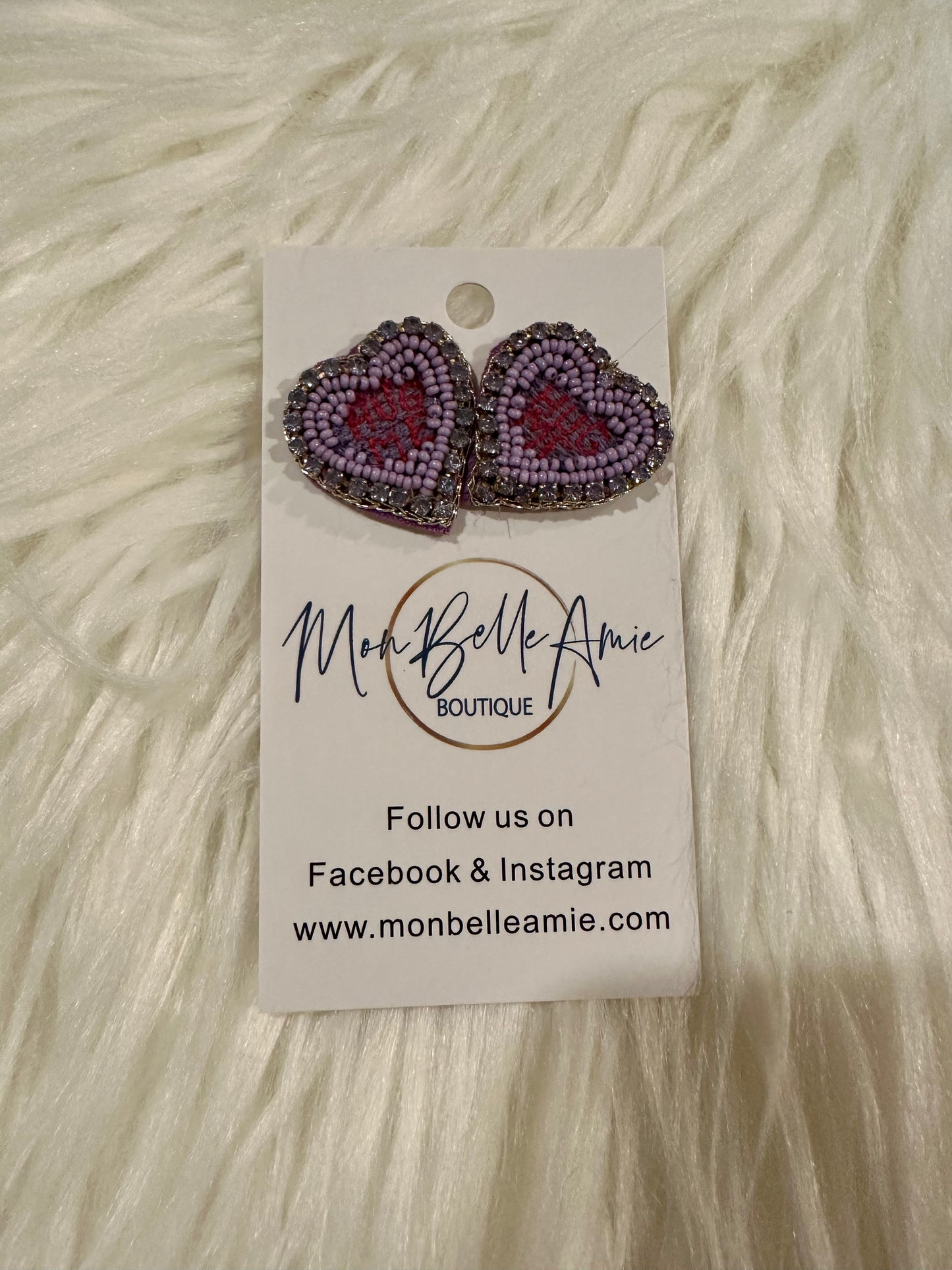 Conversation Heart Stud Earrings - Purple - Hug Me