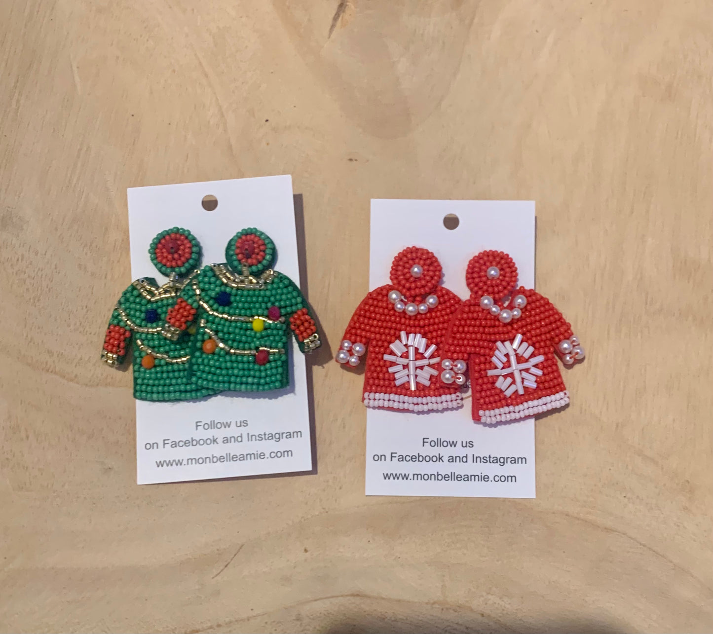 Green Christmas Sweater Earrings
