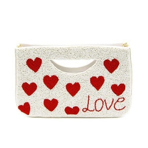 White Beaded Valentine’s Bag