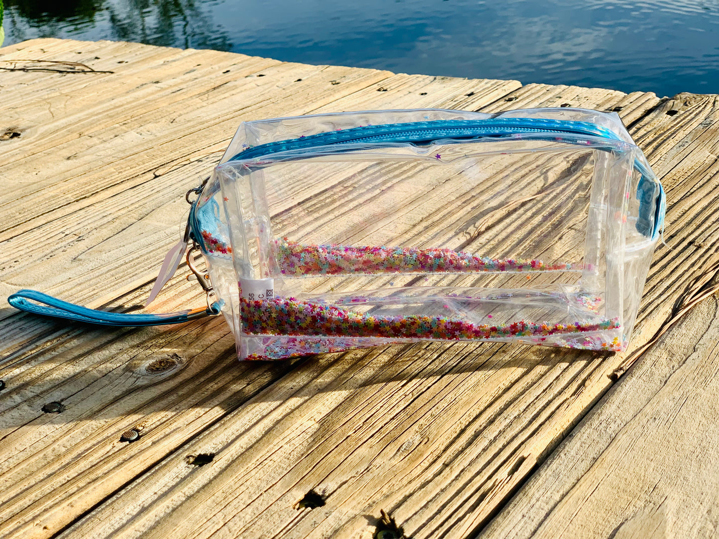 Clear Confetti pencil/makeup bag