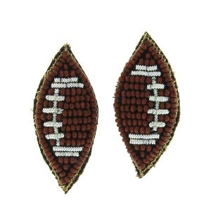Beaded Football Stud Earrings