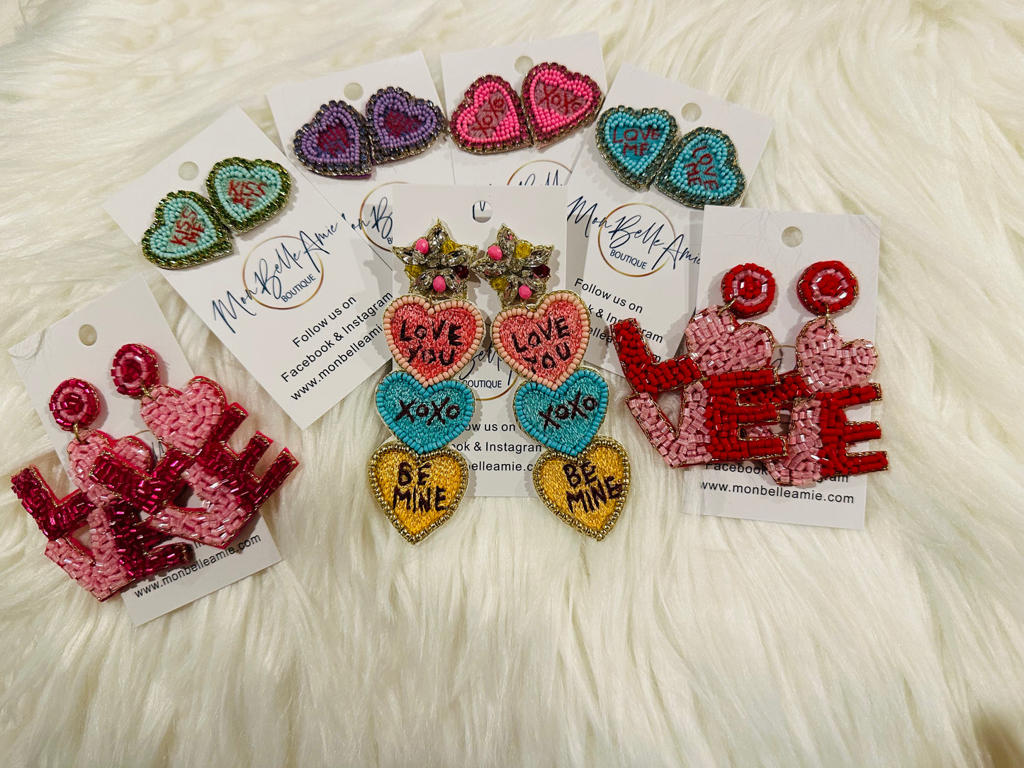 Conversation Heart Stud Earrings - Blue - Love Me