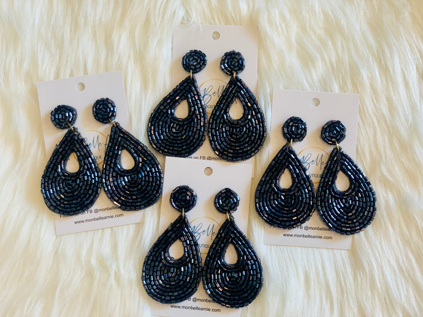 Navy Beaded Teardrop earrings