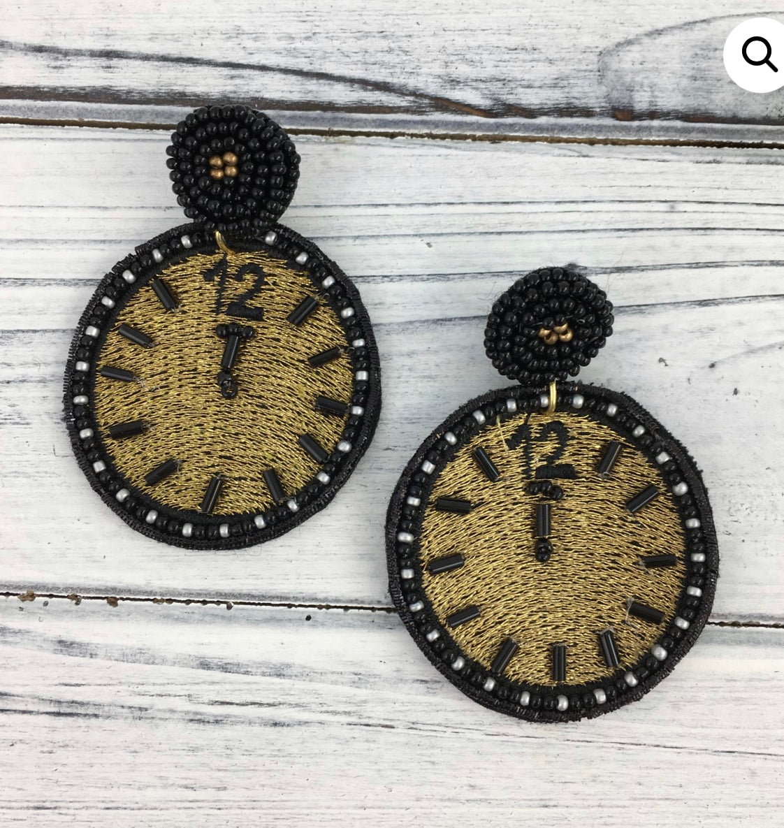 New Year Gold Clock Earrings