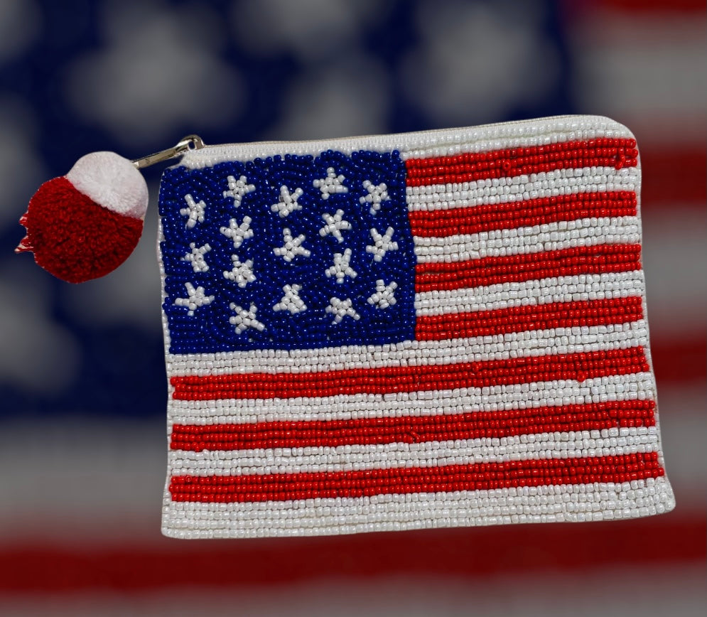 Flag Zippered Coin Pouch