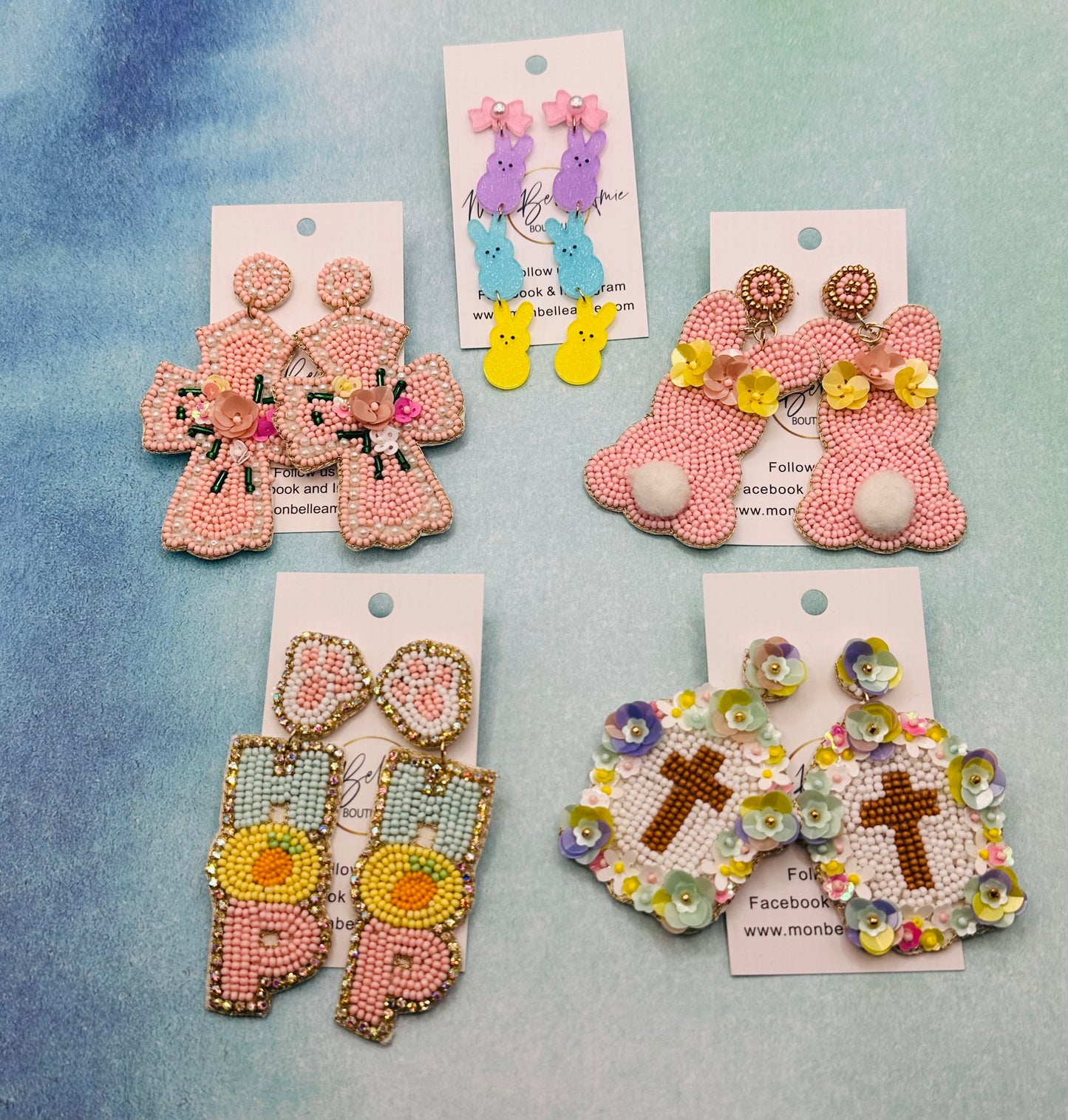 Easter Floral Cross Seed Bead Earrings