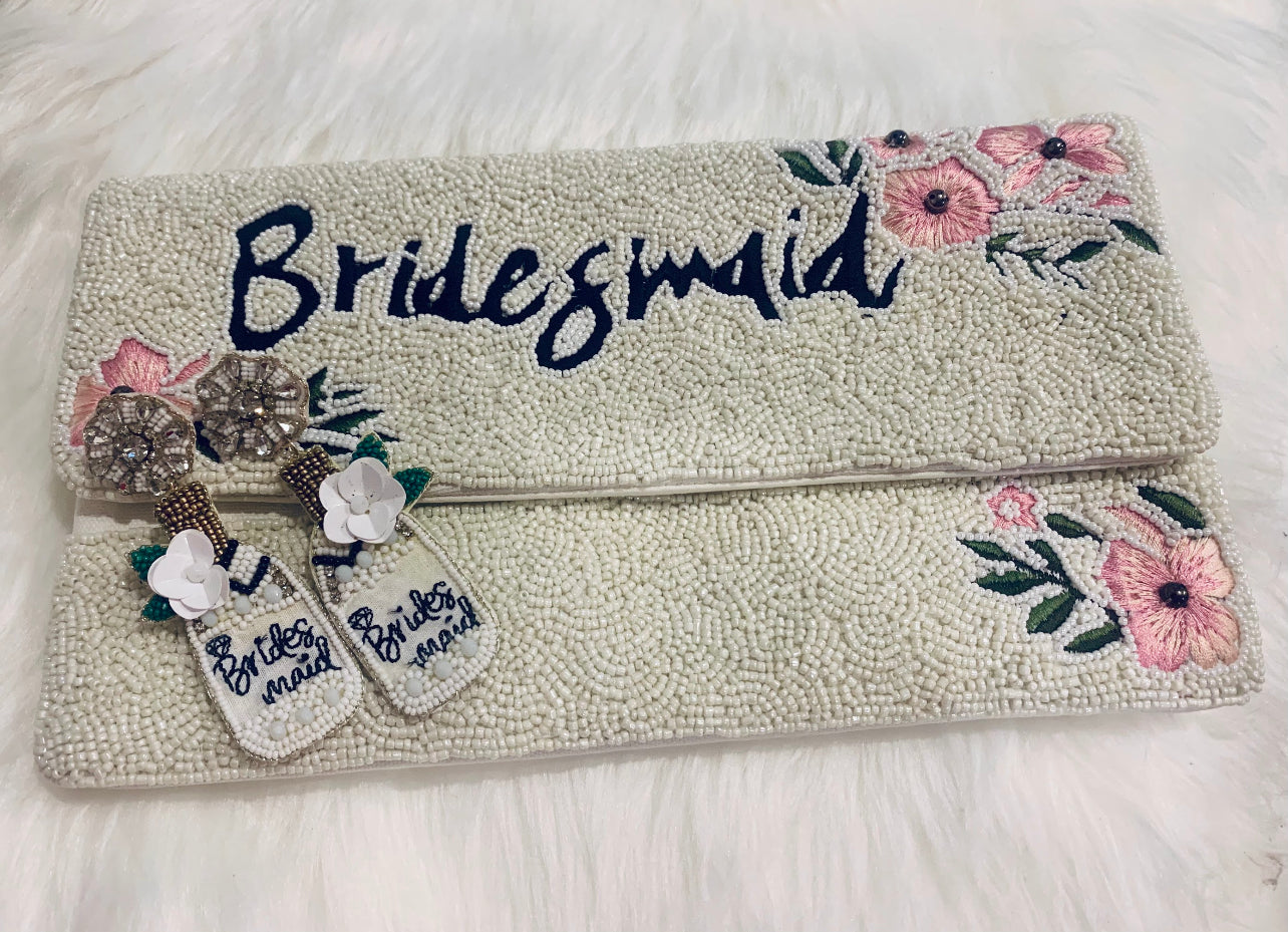 Cream and Floral Bridesmaid Clutch