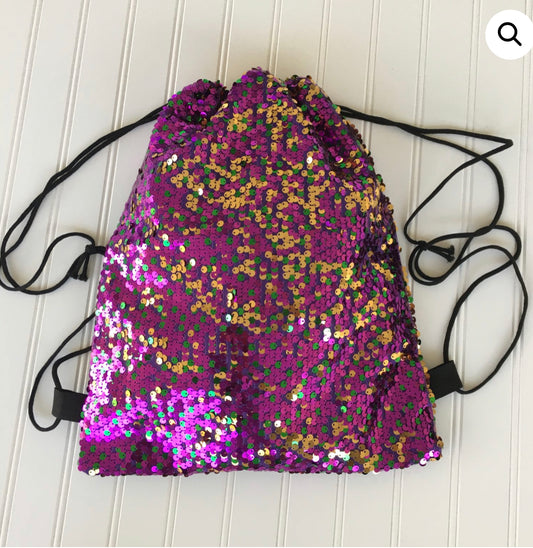 Mardi Gras Sequin Drawstring Backpack
