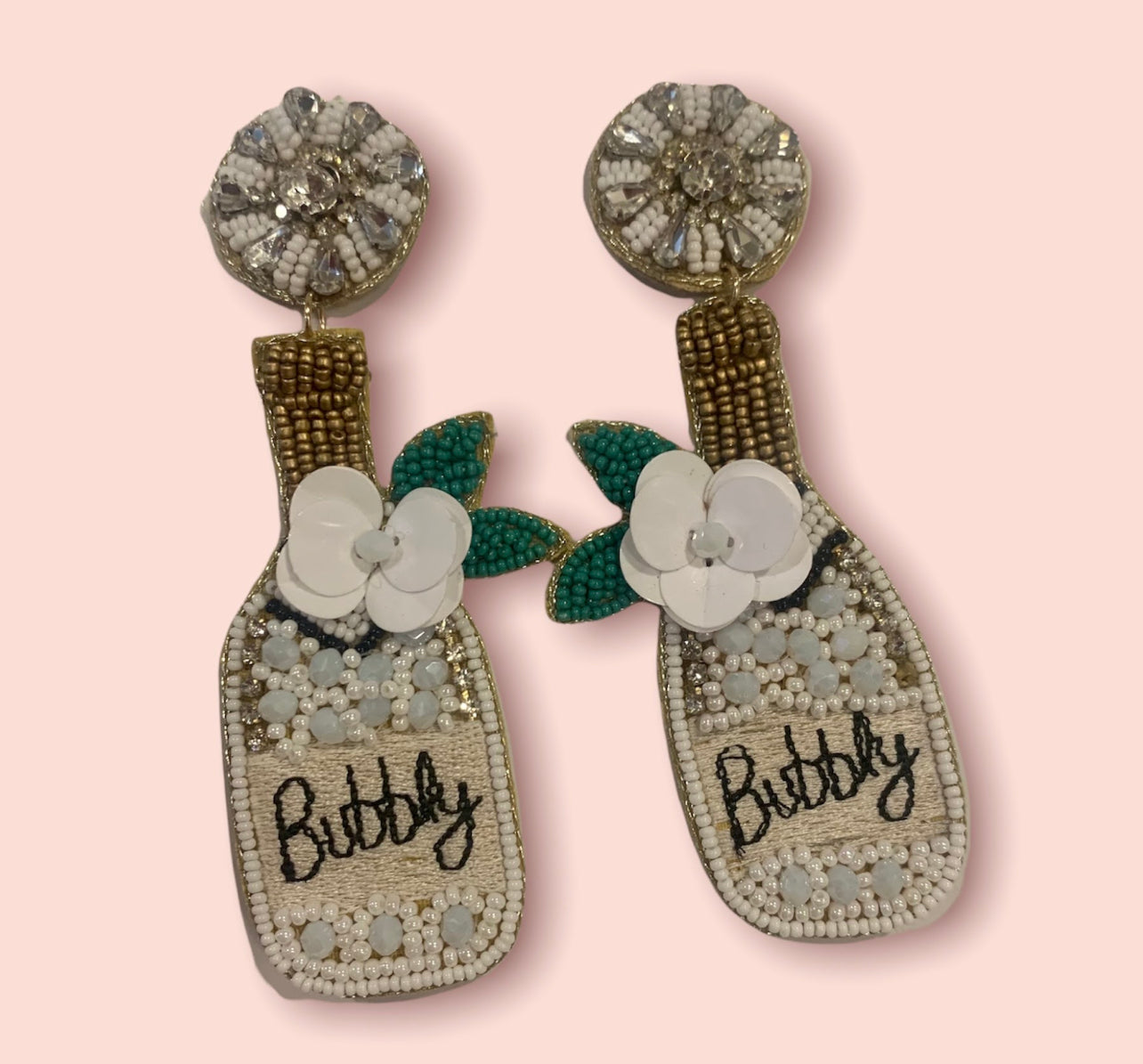 Bubbly Champagne Bottle Earrings
