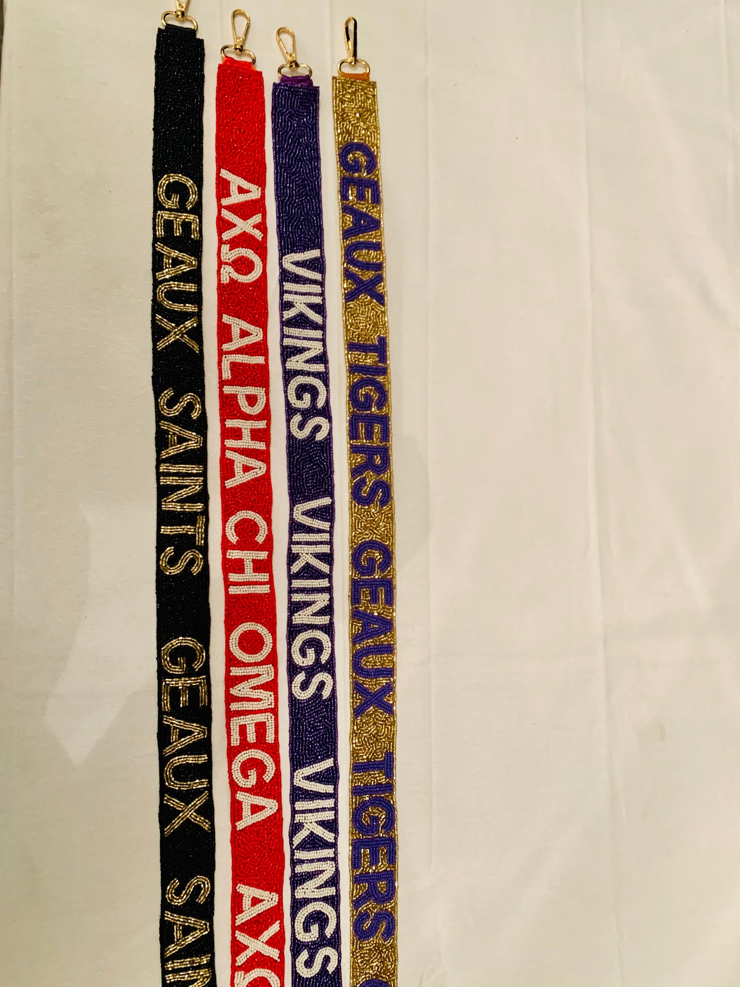 GEAUX Saints Black and Gold Beaded Purse Strap