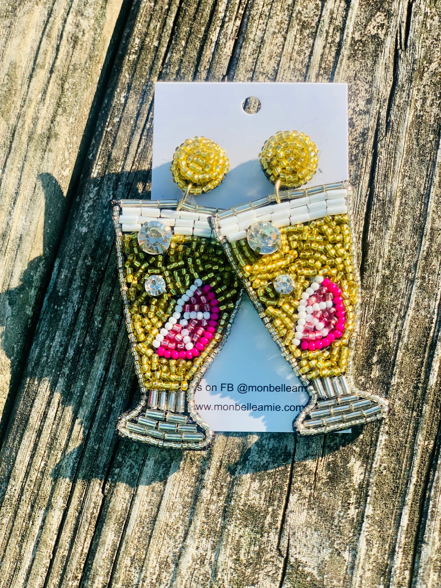 Beaded Drink with Lemon Wedge Earrings (3 colors)