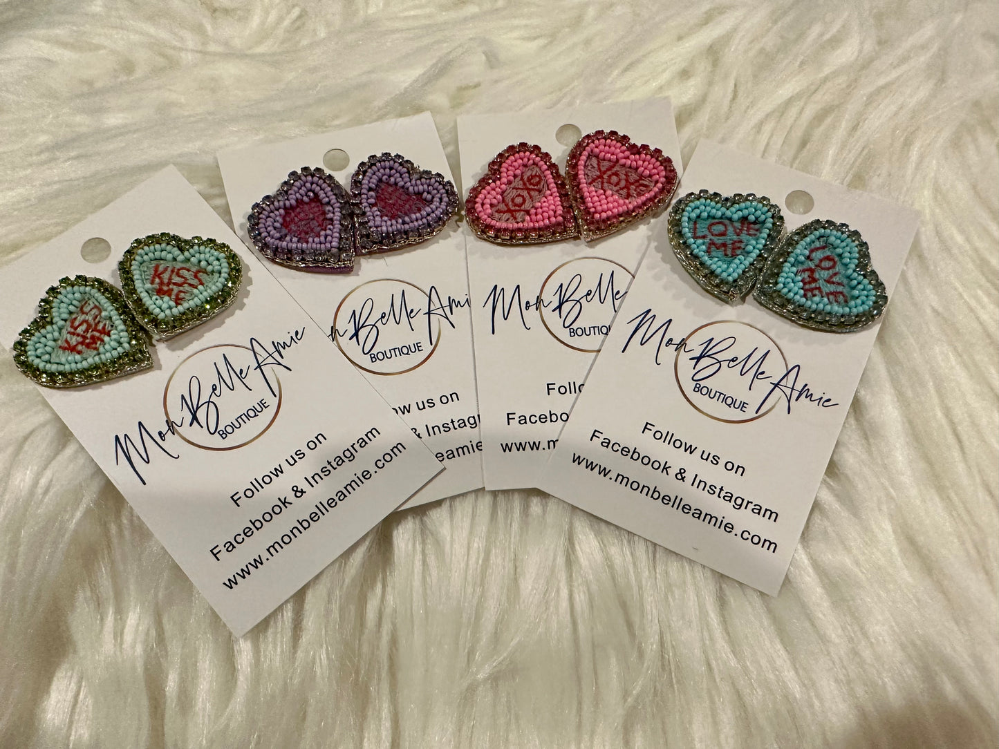 Conversation Heart Stud Earrings - Blue - Love Me