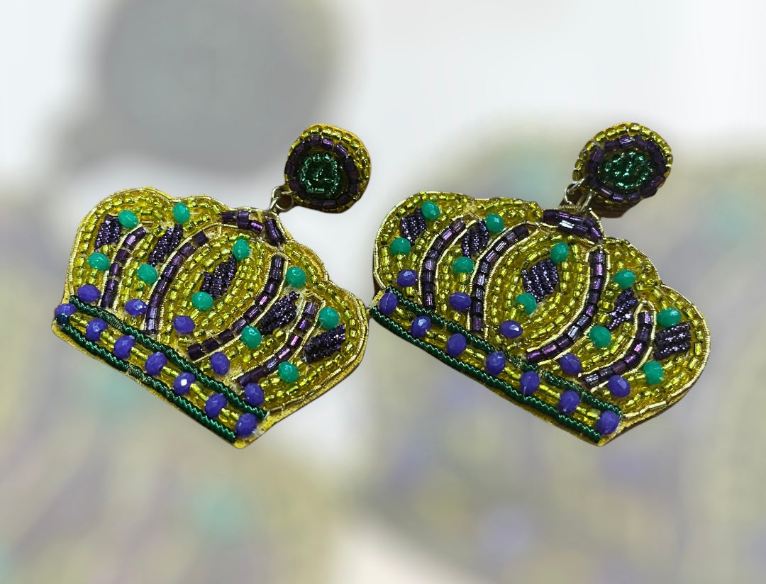Mardi Gras Crown Earrings