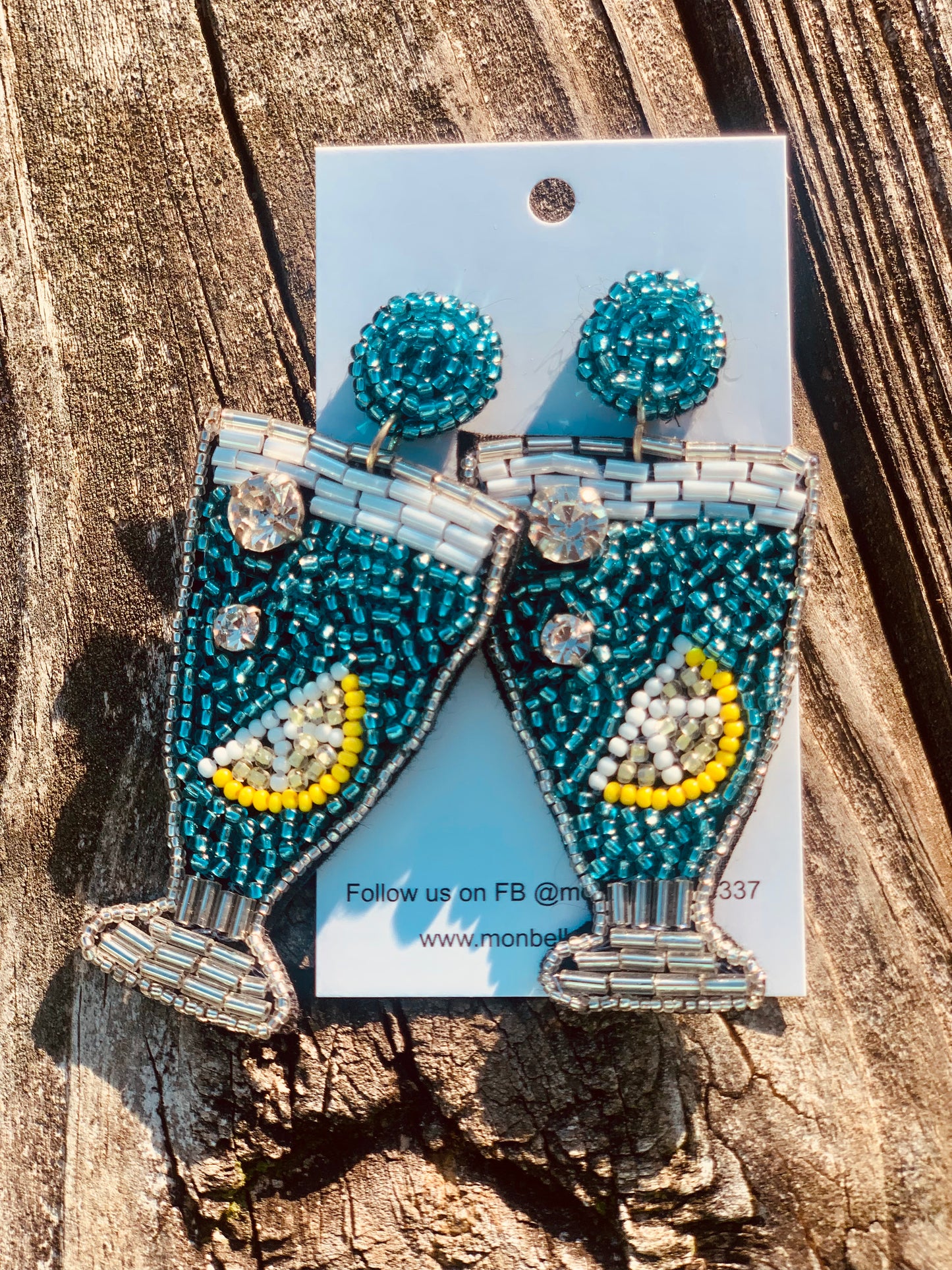 Beaded Drink with Lemon Wedge Earrings (3 colors)