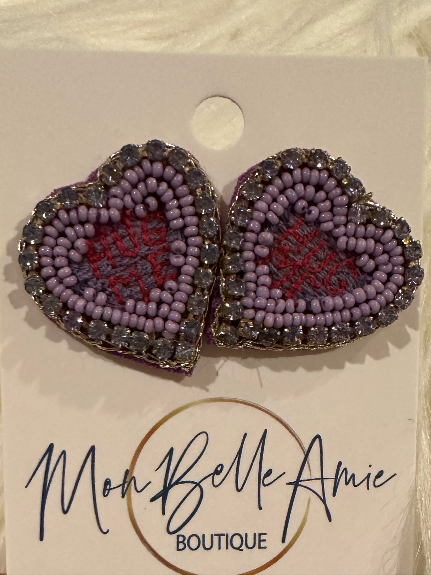 Conversation Heart Stud Earrings - Purple - Hug Me