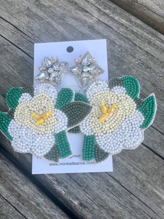 Magnolia Flower Earrings