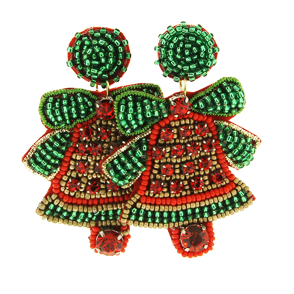 Red & Green Christmas Bell Earrings