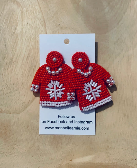 Red Christmas Sweater Earrings