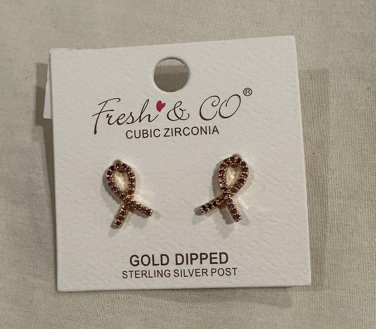 Pink Awareness Ribbon Studs