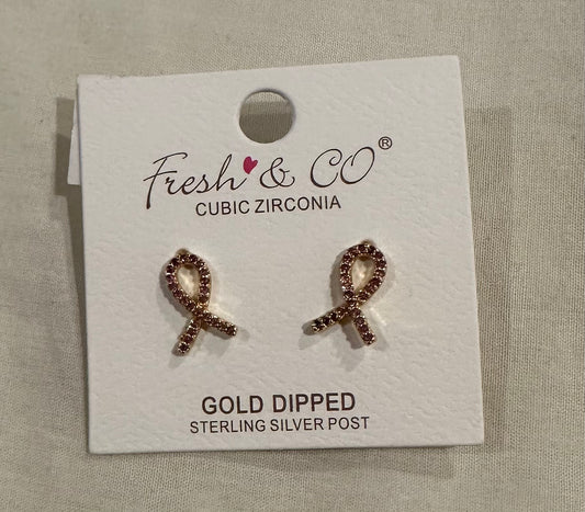 Pink Awareness Ribbon Studs