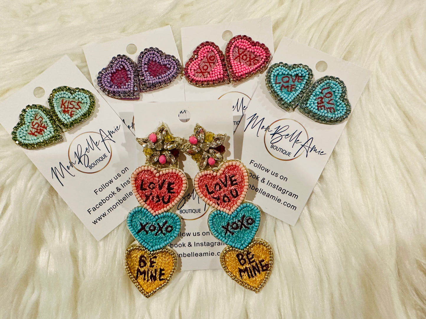 Conversation Heart Stud Earrings - Purple - Hug Me