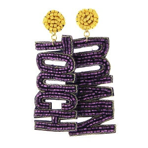 TOUCH DOWN beaded purple Earrings