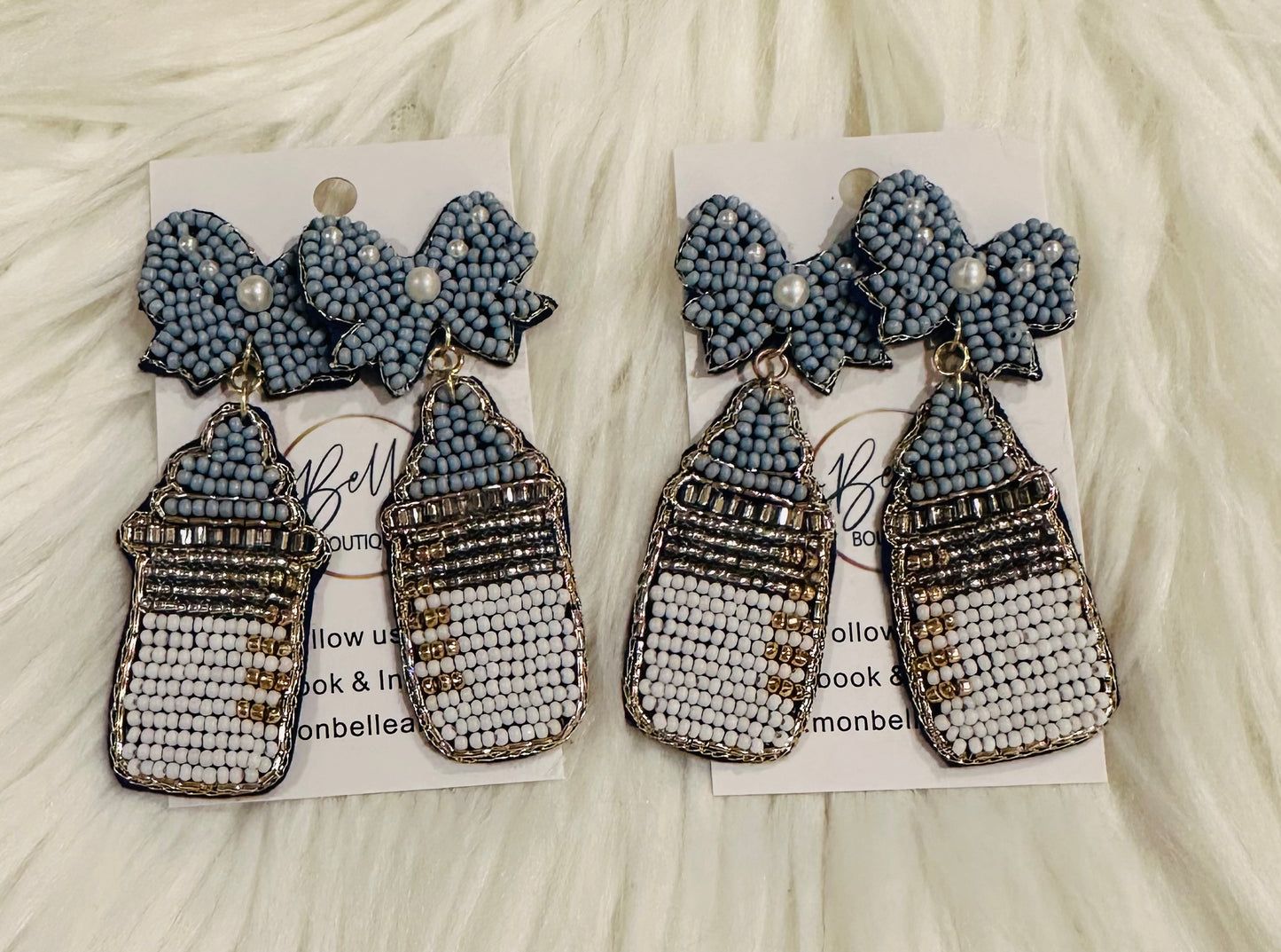 Baby bottle earrings - Blue