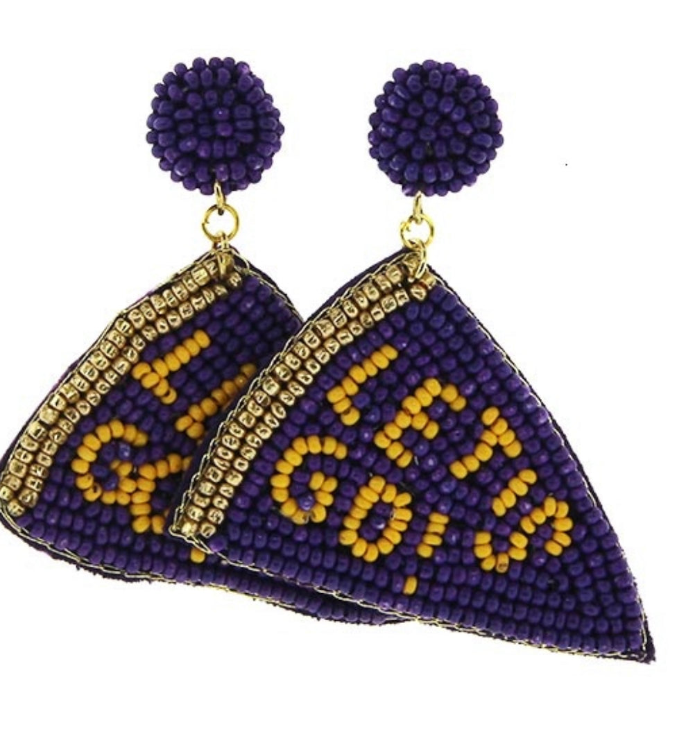 Purple Let's Go Flag Earrings
