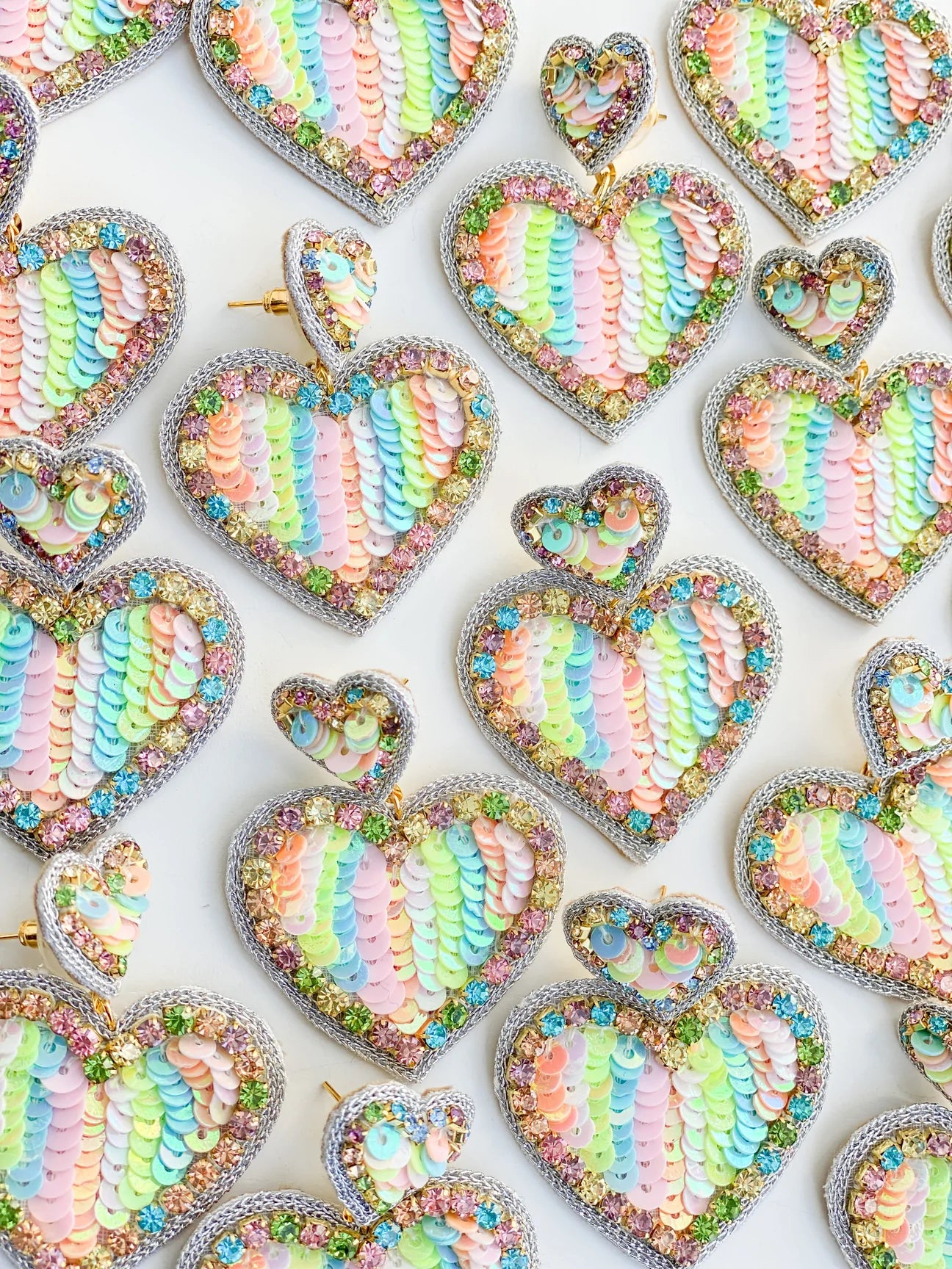 Pastel Sequins Heart Earrings