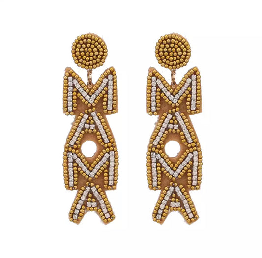 Mama Earrings - Gold/White