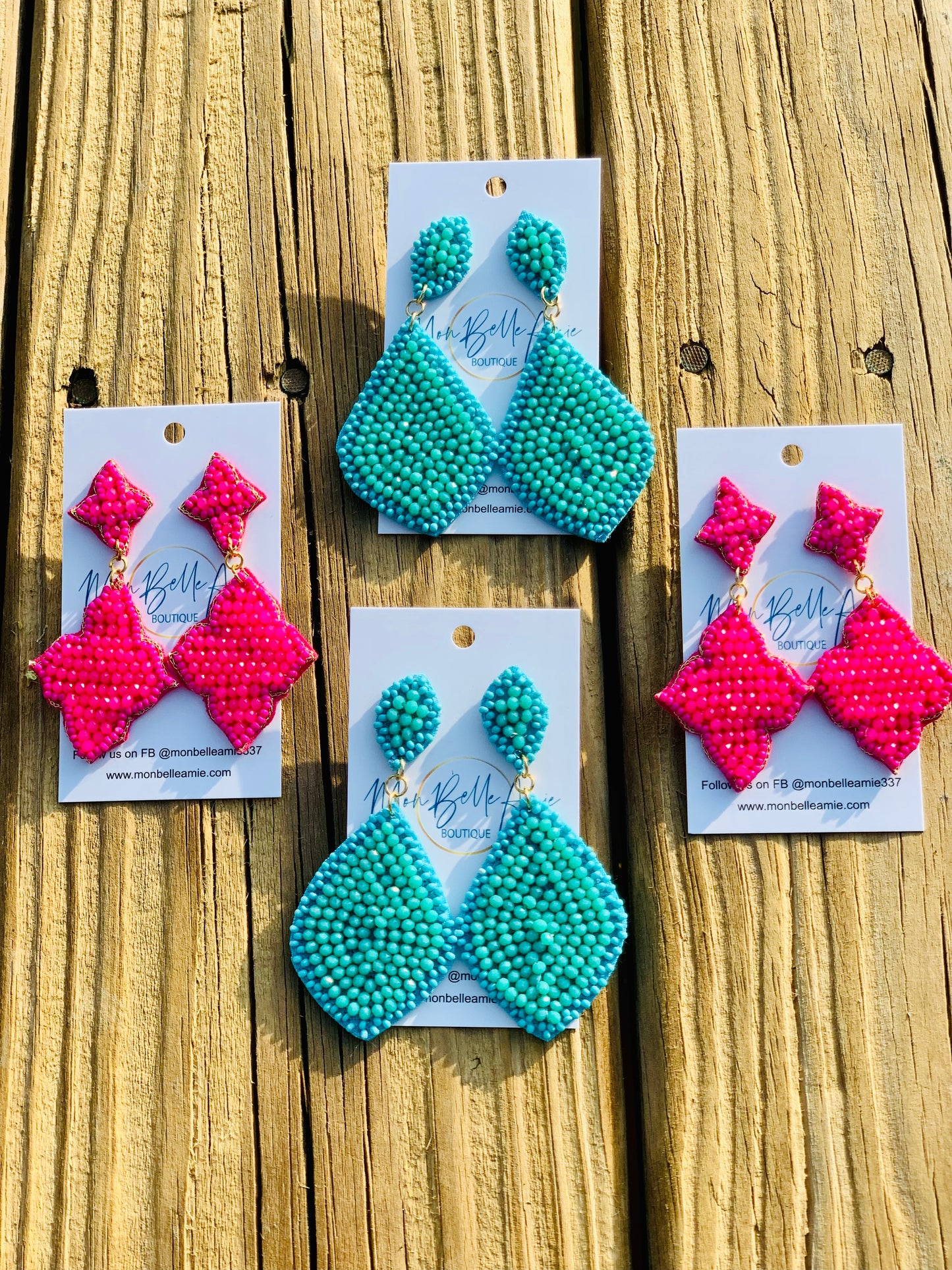 Beaded Turquoise Teardrop Earrings