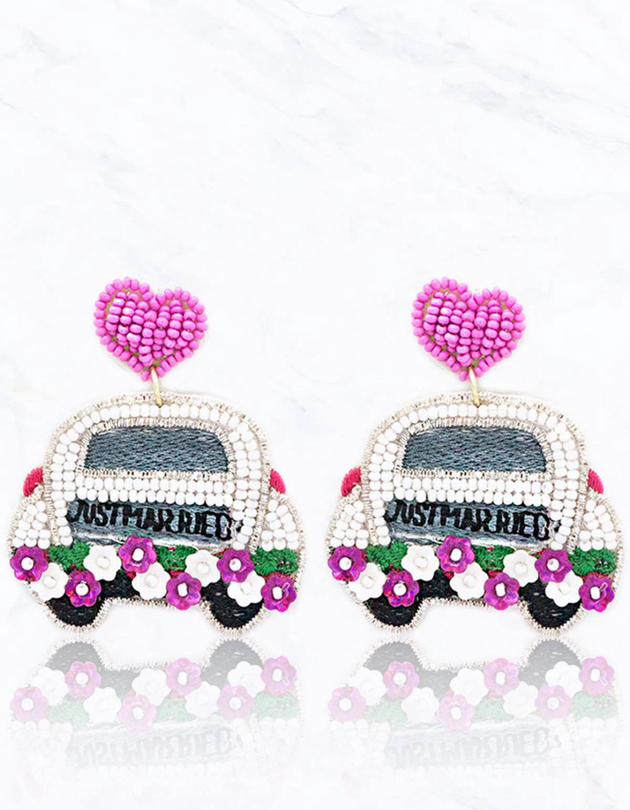 Just Married Truck Earrings