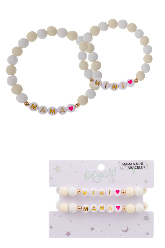 Mini and Mama Colored Ball Stretch Bracelets