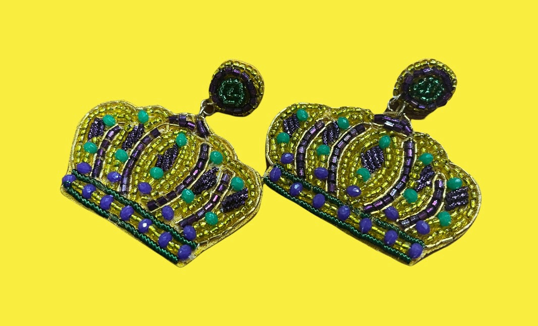 Mardi Gras Crown Earrings
