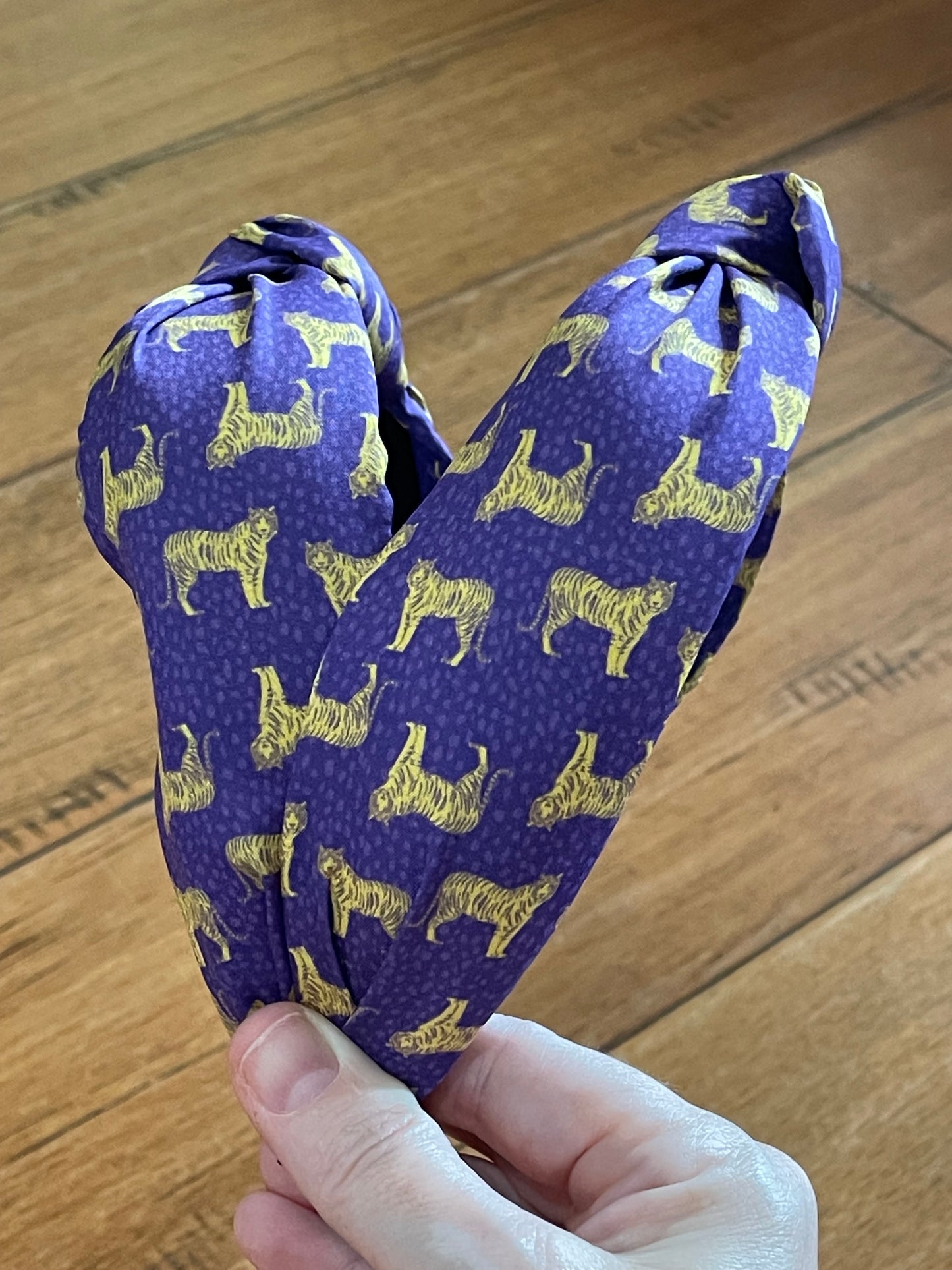 Purple and Gold Tiger Fabric Headband