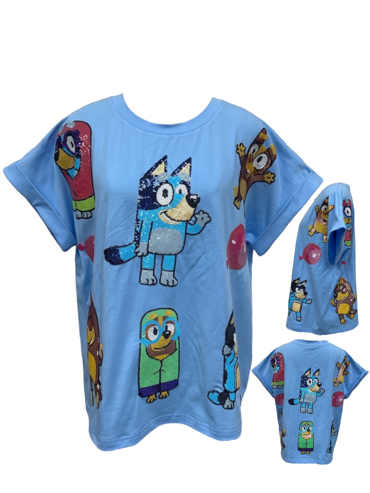Little Blue Dog Sequin Shirt-KIDS