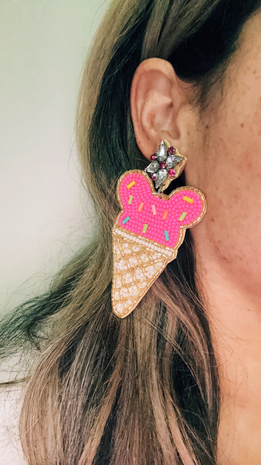 Ice Cream Cone Mouse Earrings - MBA Exclusive