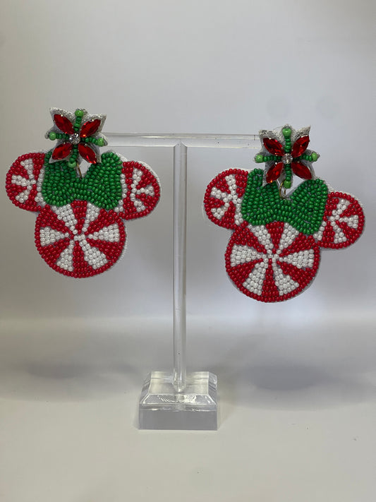 Christmas Peppermint Mouse Earrings - MBA Exclusive