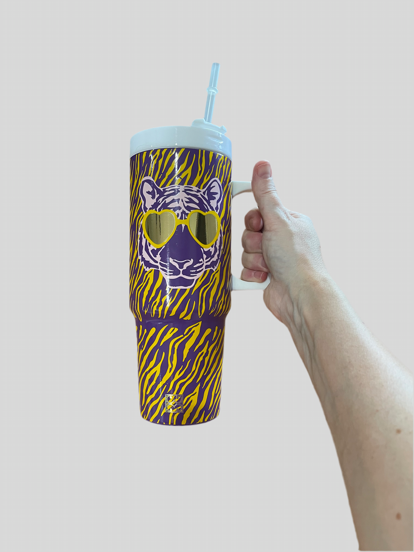 To-Go Handle Tumbler Tiger Stripes Purple and Yellow