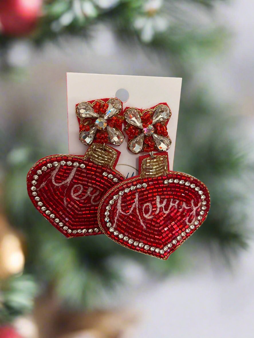 Red Merry Ornament Earrings