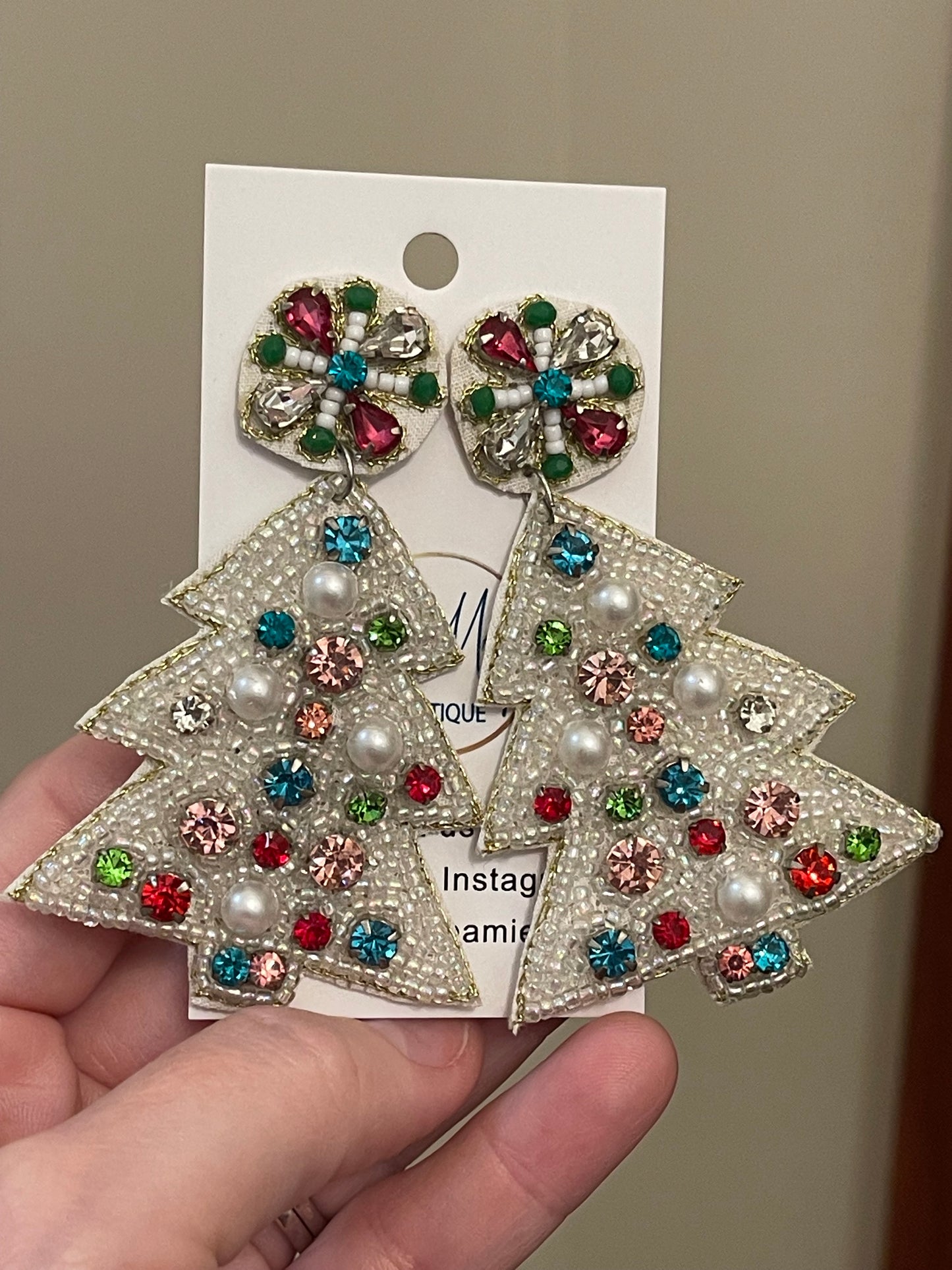 Silver Christmas Tree Earrings