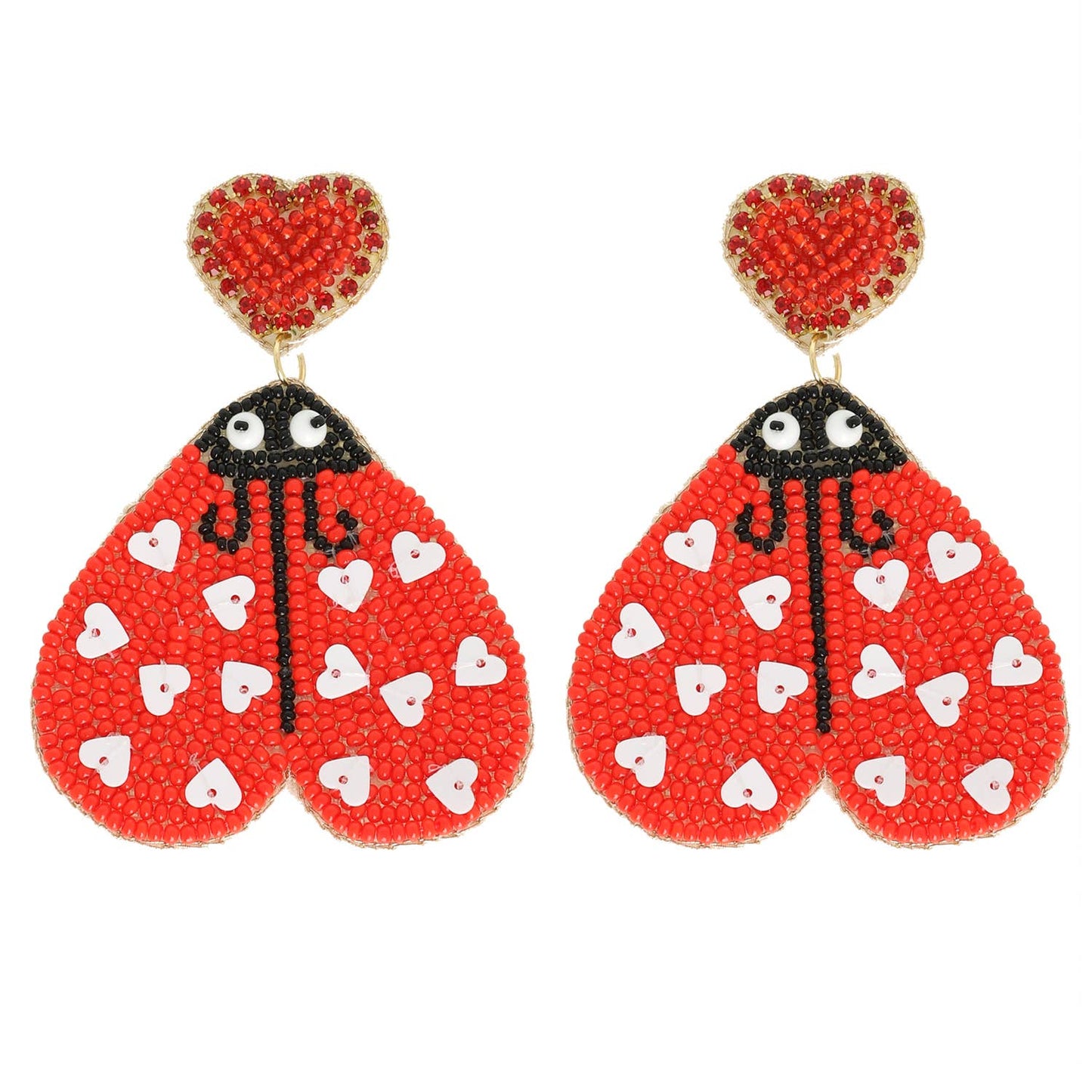 Love Bug Valentines Day Jeweled Earrings