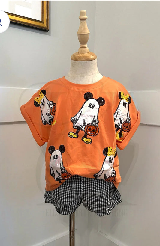 Ghost Mouse Sequin Shirt-KIDS