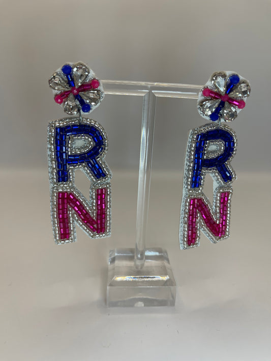 RN Registered Nurse Beaded Earrings